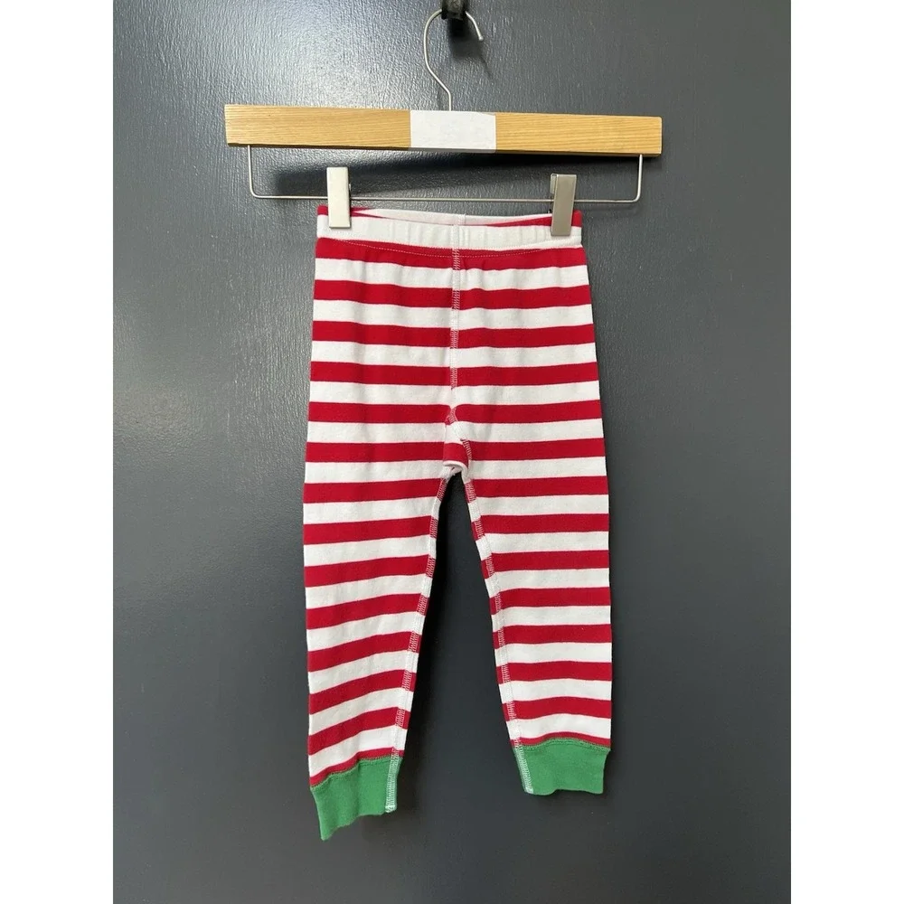 Hanna Andersson Sz 3 Organic Cotton Striped Pajama Set Green White Red Kids